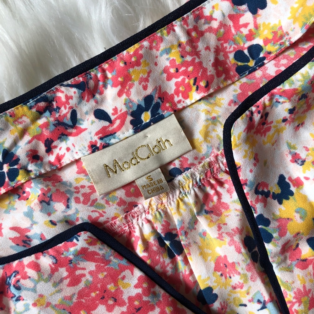 Modcloth Multi Colored Flowered Top - image 6